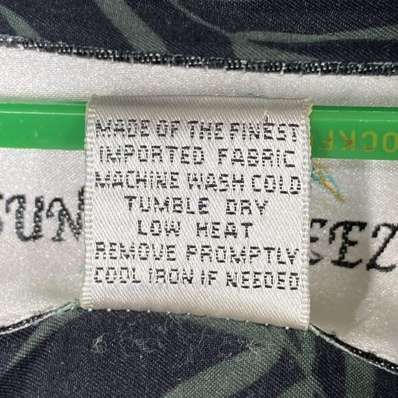 Sunset Breeze Hawaiian Shirt Mens Sz XXL Green Black Palm Leaves Microfiber - Picture 6 of 12